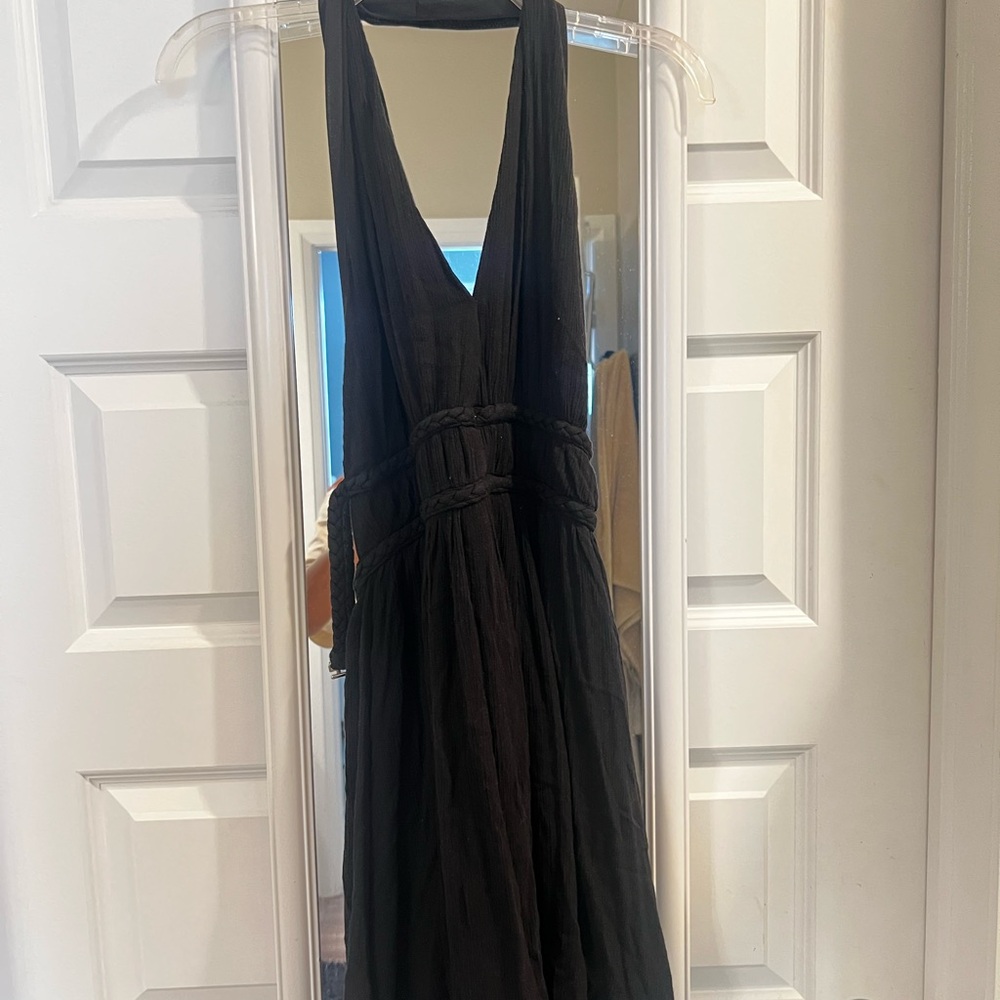 Black Halter Backless Mini Dress